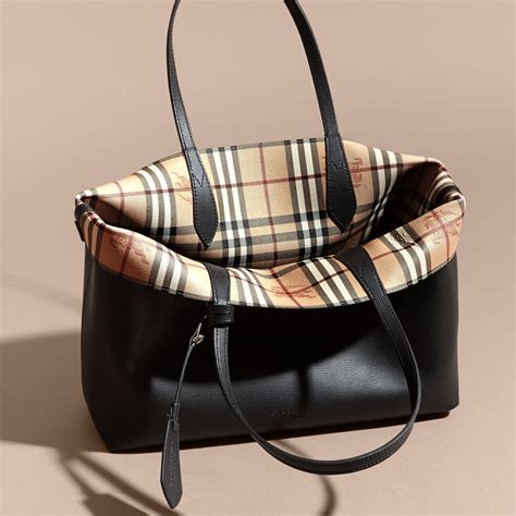 burberry black leather handbag|burberry haymarket bag.